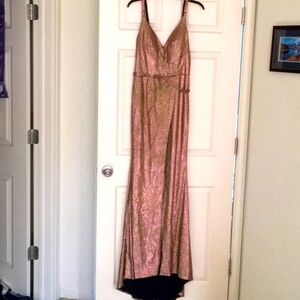 beautiful pink copper sparkle formal dress.